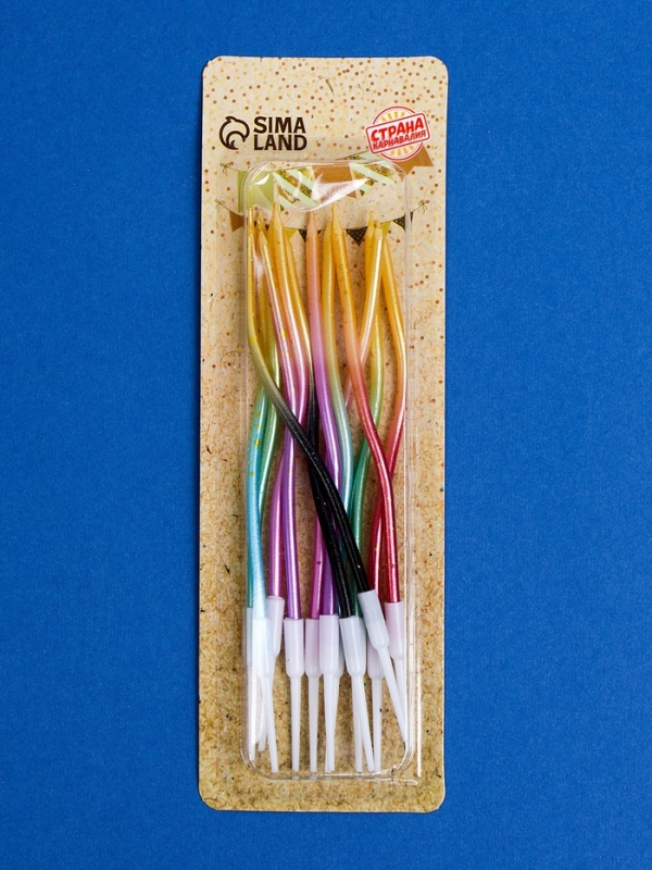 Свечи для торта Свечи для торта "Серпантин", 12 шт, разноцветный с блёстками