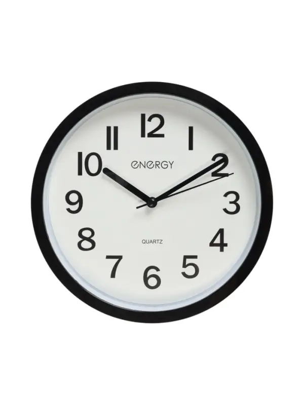 Часы настенные классические ENERGY ЕС-139, бесшумные, плавный ход, d=22 см, чёрные