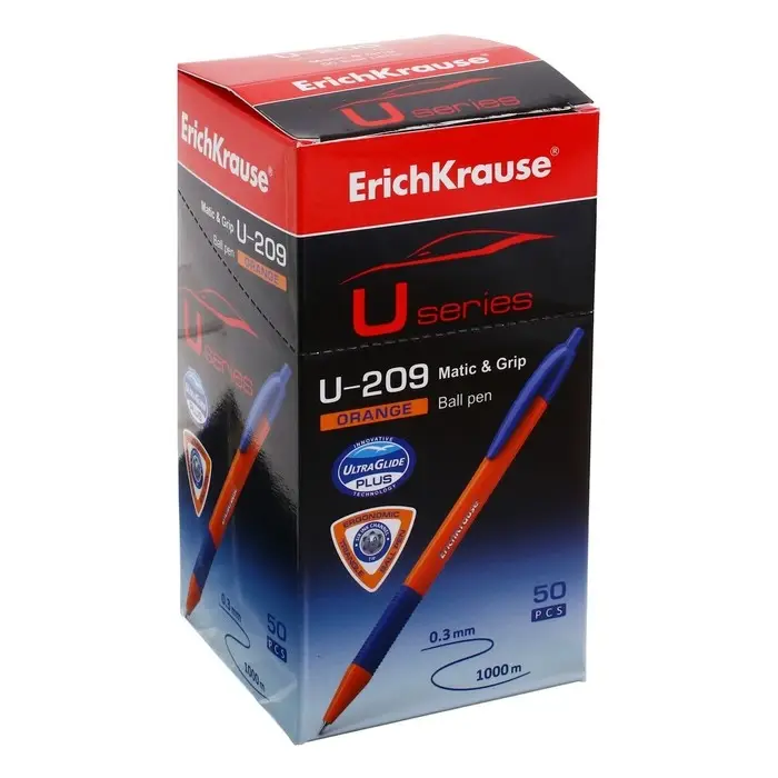 Ручка шариковая автоматическая ErichKrause U-209 Orange Matic&Grip 1.0, Ultra Glide Technology, чернила синие Ручка шариковая автоматическая ErichKrause U-209 Orange Matic&Grip 1.0, Ultra Glide Technology, чернила синие
