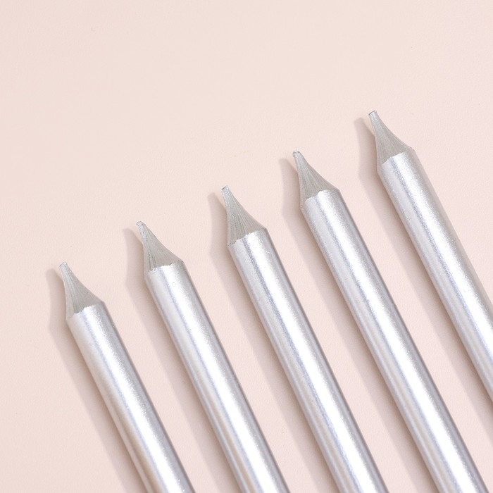 Набор свечей для торта  Набор свечей для торта "Спарк", 12 шт, 8 см, серебряный металлик
