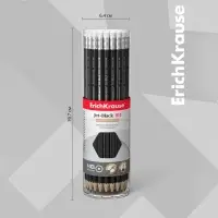 Карандаш чернографитный с ластиком Erich Krause «Jet Black 101», HB, грифель d=2.2 мм, дерево, шестигранный в тубусе, чёрный корпус
