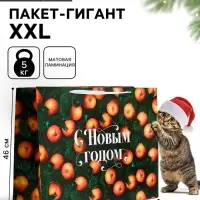 Пакет новогодний ламинированный подарочный &laquo;С Новым годом&raquo;, XXL 61&times;46&times;20 см