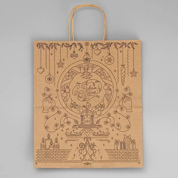 Пакет подарочный новогодний крафтовый «С Новым годом», 24 х 28 х 14 см Пакет подарочный новогодний крафтовый «С Новым годом», 24 х 28 х 14 см