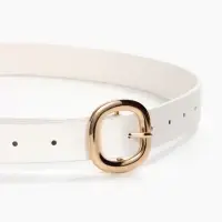 Ремень женский, 2.8&times;105 см, 1 прокол, золотистая пряжка, белый