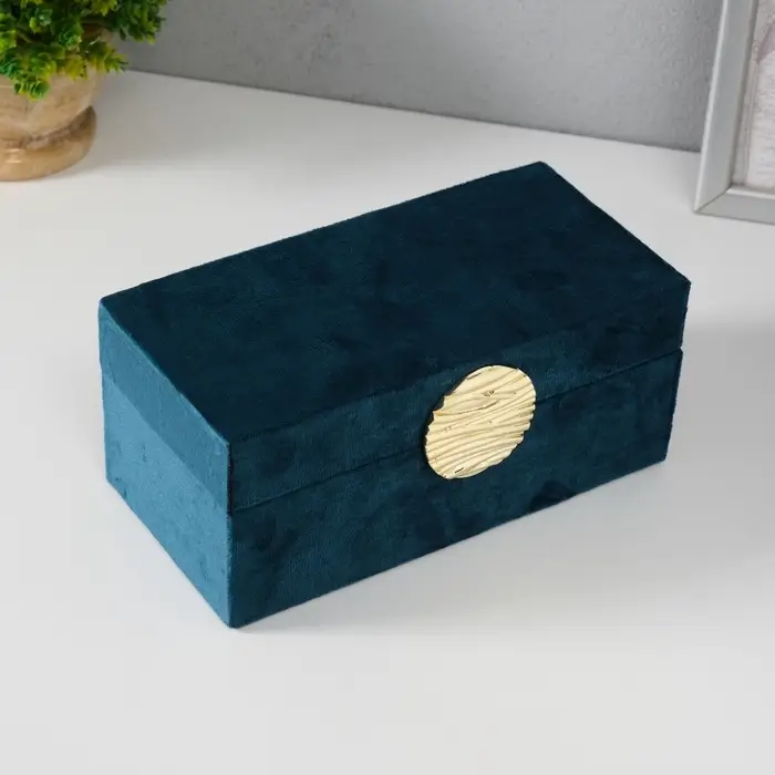 Шкатулка для украшений &laquo;Море&raquo;, текстиль, бирюзовая, 10&times;20&times;9 см