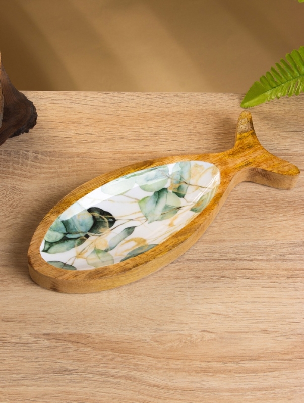 Блюдо в форме рыбки Блюдо в форме рыбки "Оливковая ветвь" дерево манго 25,5х10х2 см