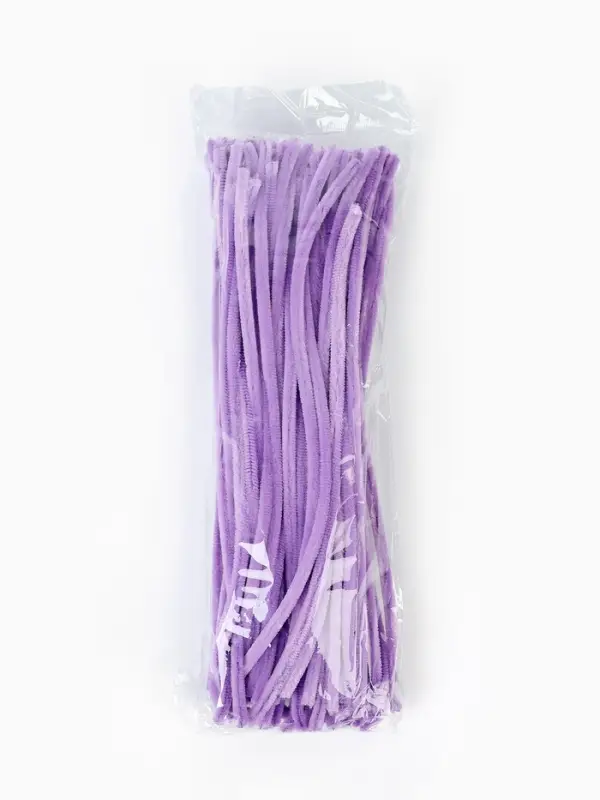 Синельная проволока, набор 100 шт, размер 1 шт 30х0,8 см, цвет сиреневый Синельная проволока, набор 100 шт, размер 1 шт 30х0,8 см, цвет сиреневый