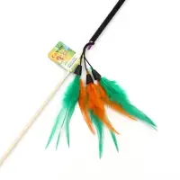 Дразнилка - удочка &laquo;Салют из перьев&raquo;, на палочке, с бубенчиком