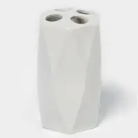 Набор аксессуаров для ванной комнаты Доляна &laquo;Геометрия&raquo;, 4 предмета, дозатор, мыльница, два стакана, белый