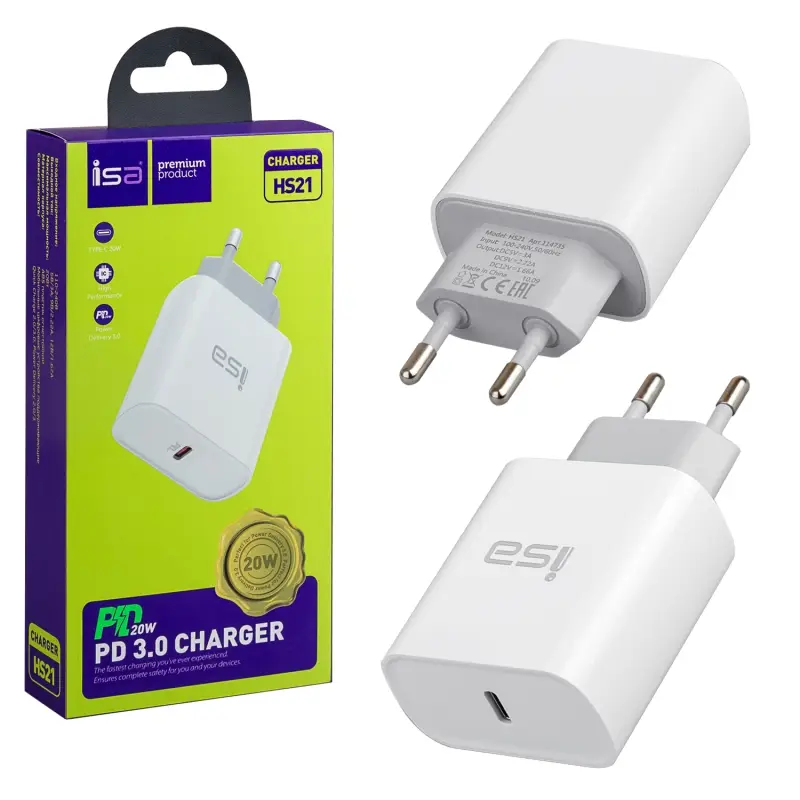 Переходник СЗУ HS21 на Type-C PD20W ISA белый Переходник СЗУ HS21 на Type-C PD20W ISA белый