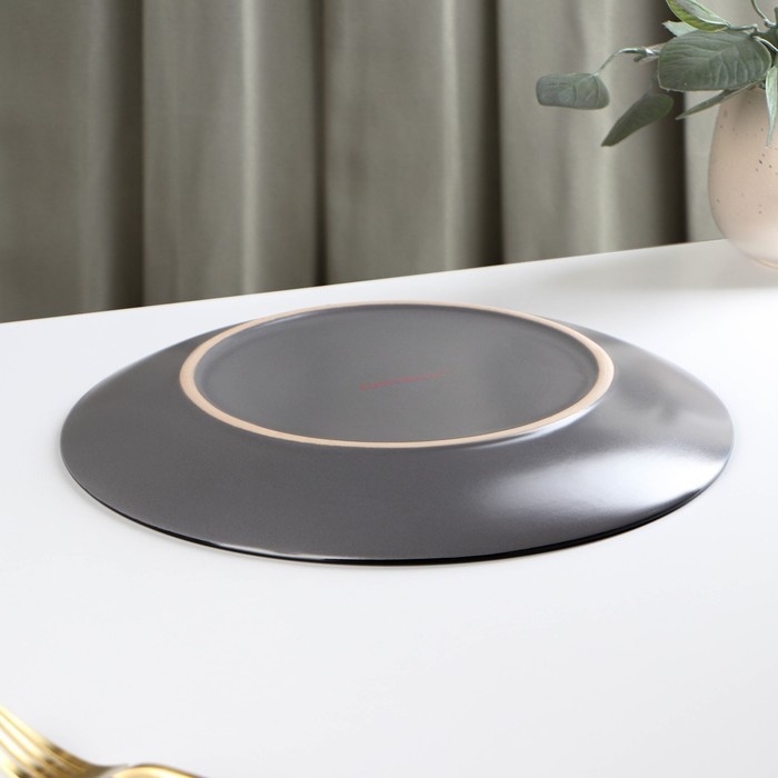 Тарелка керамическая обеденная Доляна «Ваниль», d=27 см, цвет серый Тарелка керамическая обеденная Доляна «Ваниль», d=27 см, цвет серый