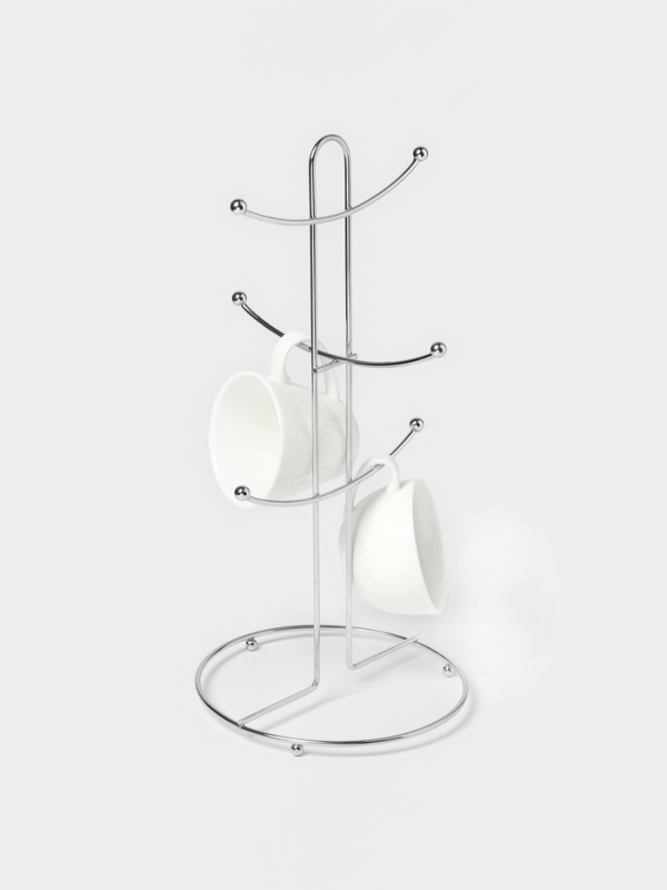 Сушилка для кружек 6 крючков 17х17х36 см, цвет хром