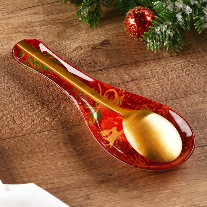 Подставка под ложку новогодняя Дорого внимание «Успеха», 21,4 х 7,5 см, стекло Подставка под ложку новогодняя Дорого внимание «Успеха», 21,4 х 7,5 см, стекло