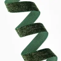 Лента бархатная, с золотым люрексом, 20 мм, 18&plusmn;1 м, зелёная №165