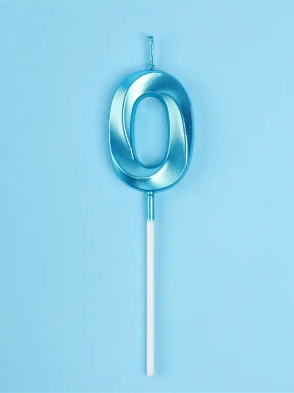 Свеча в торт на шпажке &laquo;Грань&raquo;, цифра 0, голубая, 5 см