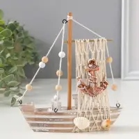 Сувенир дерево "Рыбацкая лодка с якорем на парусе" беж 16х4х17,5 см