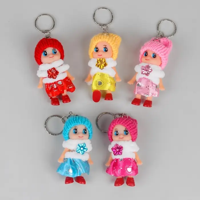 Мягкая игрушка, &laquo;Кукла&raquo;, в шапочке, брелок, 7.5 см, цвет МИКС