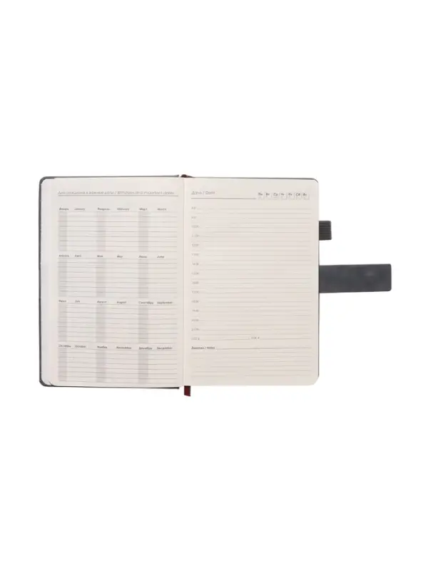 Ежедневник недатированный формат А5, с хлястиком, 128л, линия, пвх, Серый