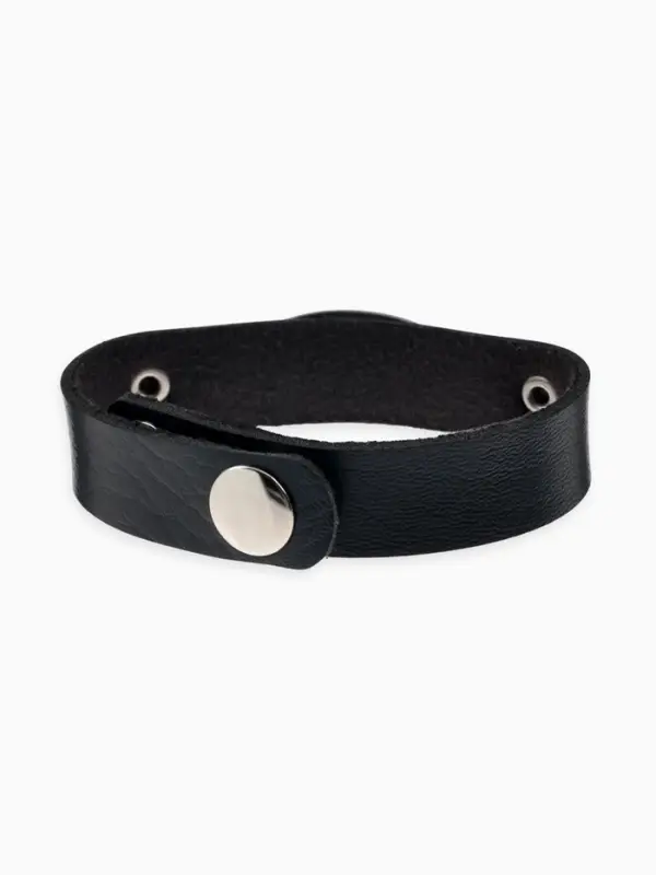 Браслет кожаный со вставкой &laquo;Пластина&raquo;, L=23 см, заклёпки, серебристый, чёрный