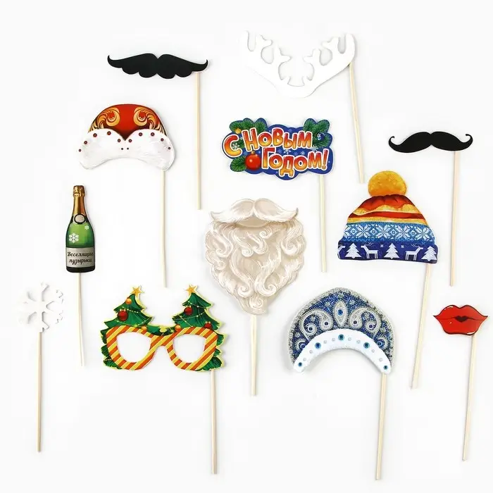 Набор фотобутофории для проведения Новогодней вечеринки, 13 предм.