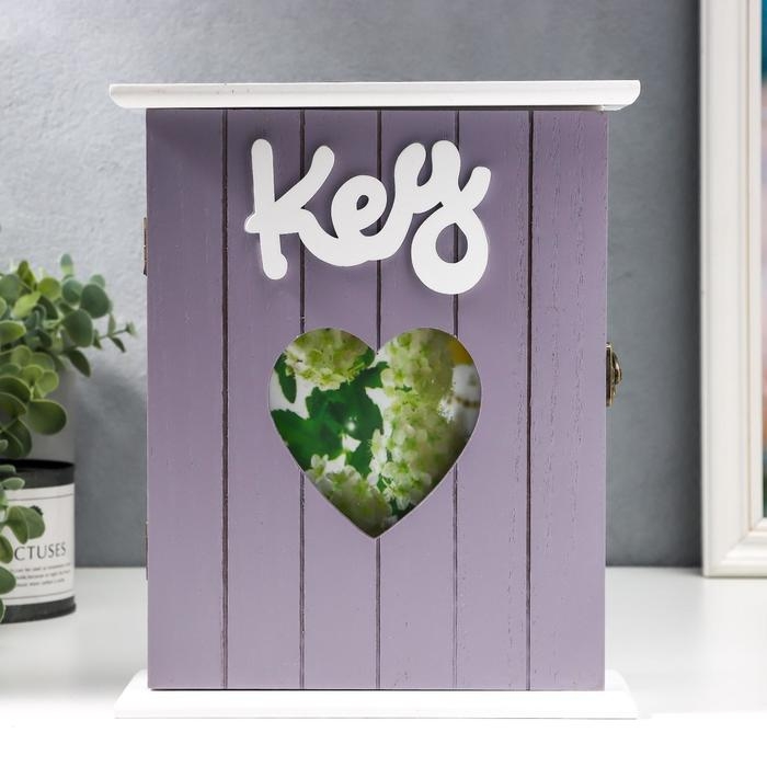 Ключница дерево 6 крючков Ключница дерево 6 крючков "Цветочное сердце" 26,3х21,8х8,3 см