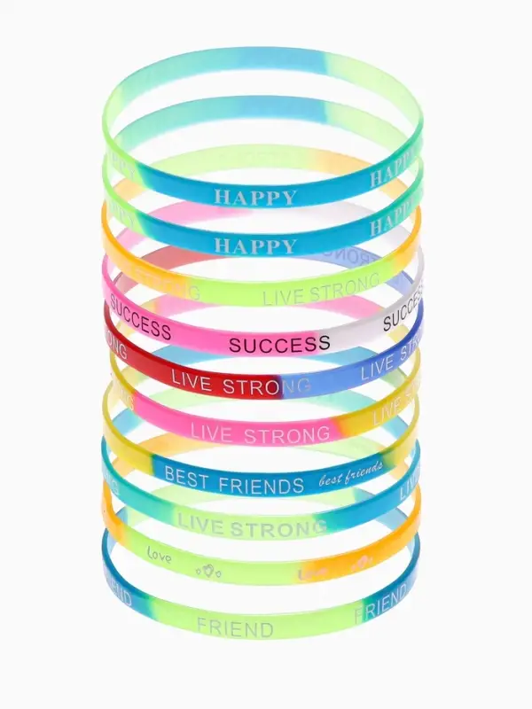 Силиконовый браслет &laquo;Настроение&raquo;, набор 10 шт. цвет МИКС, 6 см