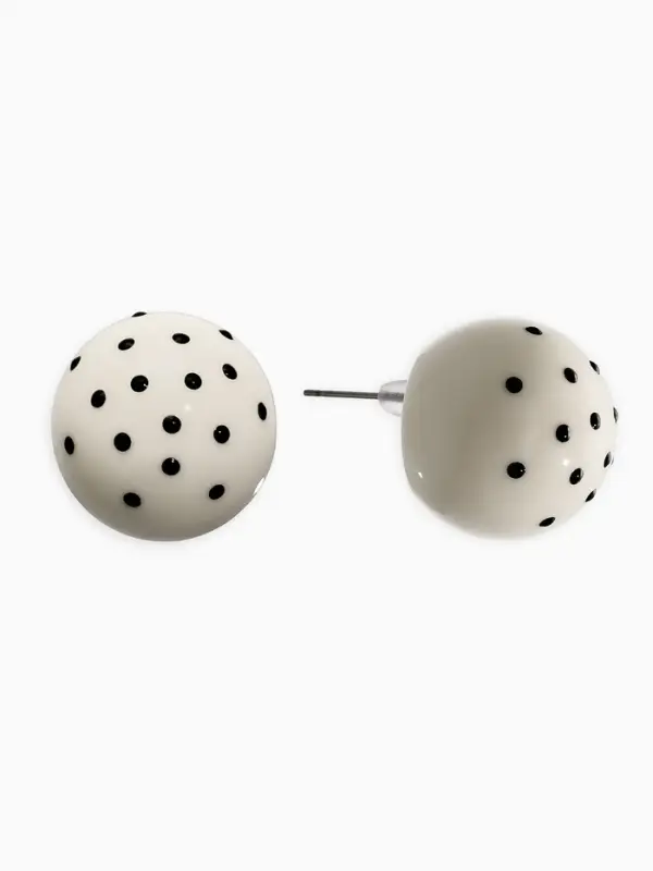 Серьги Серьги "Бусина" d=2см, в крапинку, цвет белый