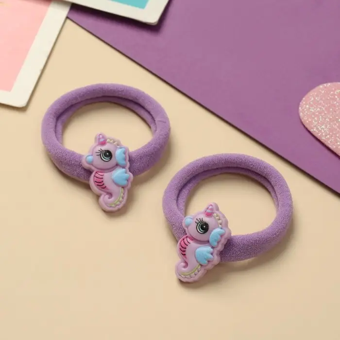 Резинка для волос  Резинка для волос "Пупсёнок" (набор 2 шт) морской конёк, 4 см, сиреневый