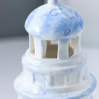 Сувенир керамика свет "Маяк" мраморный бело-синий 6,5х6,5х18 см
