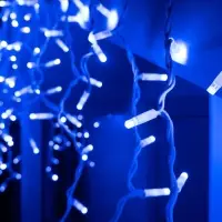 Гирлянда &laquo;Бахрома&raquo; 3&times;0.6 м, IP65, УМС, белая нить каучук, 108 LED, свечение синее, 220 В