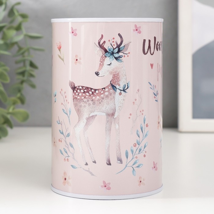 Копилка металл Копилка металл "Слоник/Олень в цветах" МИКС 8х8х12,5 см