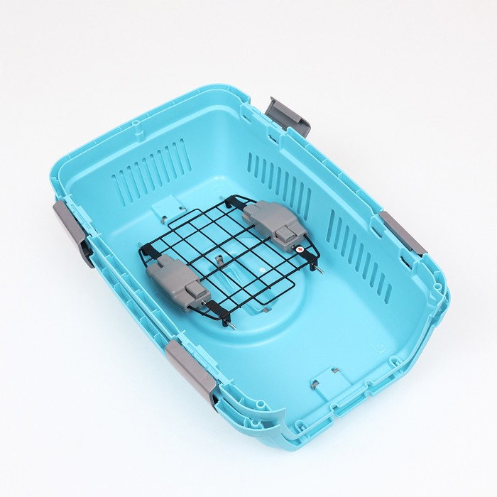Переноска пластиковая  Переноска пластиковая "Неон" 48х32х29,5 см, вес животного до 12 кг, голубая