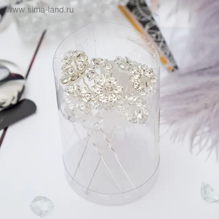 Шпилька для волос «Звёздный блик», 1.2×6 см, серебро