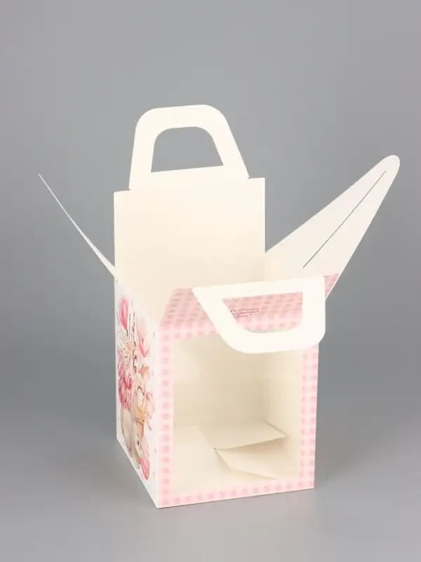 Коробка подарочная пасхальная с окном «Пасхальный букет» 15×15×18 см