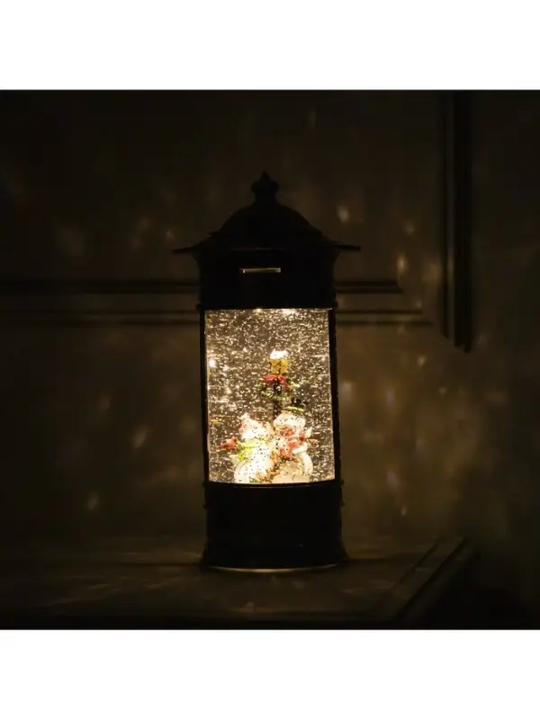 Светодиодная фигура &laquo;Фонарь со снеговиками&raquo; 14&times;27&times;14 см, пластик, от батареек ААх3, USB, свечение тёплое белое