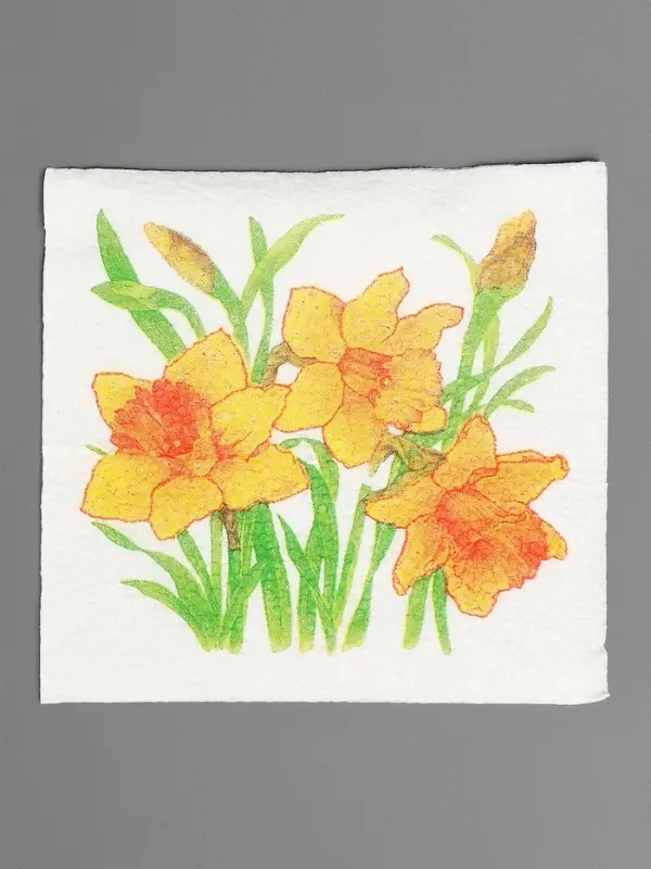 Салфетки бумажные Гармония цвета многоцветие Салфетки бумажные Гармония цвета многоцветие "Нарциссы желтые", 24*24 см 50 листов