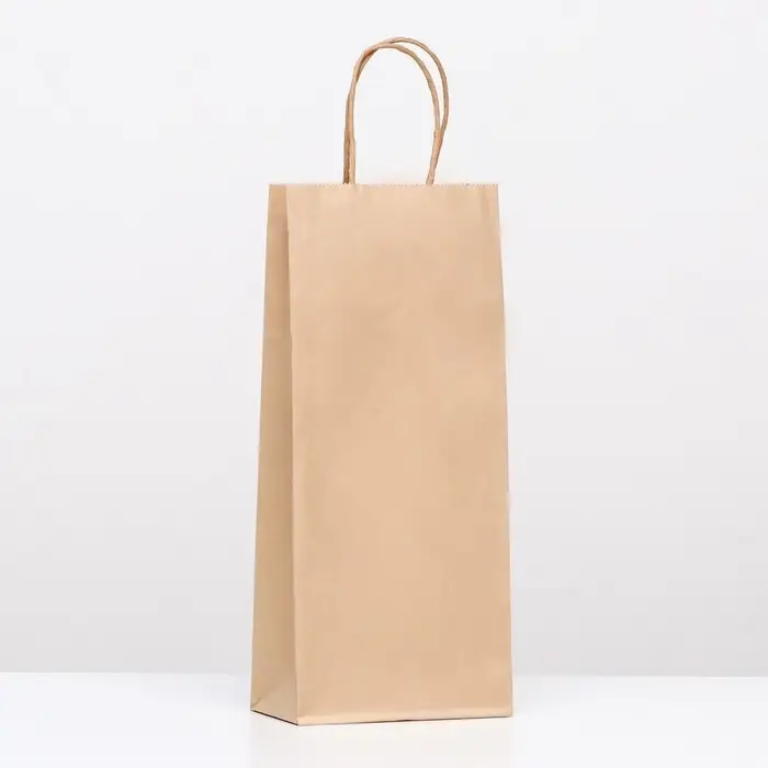 Пакет крафт под бутылку, Крафт, 14×8×32 см Пакет крафт под бутылку, Крафт, 14×8×32 см