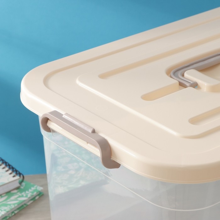 Контейнер для хранения с крышкой Доляна, 15 л, 41,5×27×22 см, цвет бежевый Контейнер для хранения с крышкой Доляна, 15 л, 41,5×27×22 см, цвет бежевый