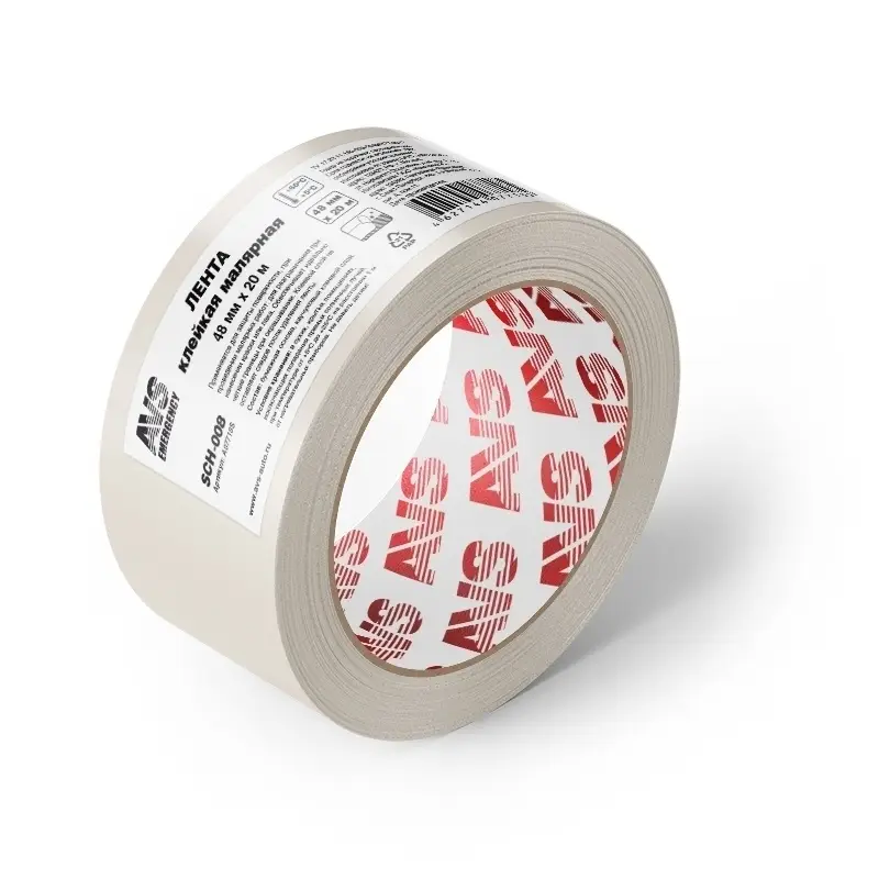 Лента клейкая малярная AVS SCH-008 48 mm x 20 m  (бежевый)