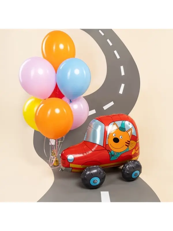 Воздушный шар фольгированный 3D 29 Воздушный шар фольгированный 3D 29" «Три Кота. Компот в машине»