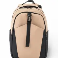 Рюкзак, 27*13*38,5 см, 2 отд 3н/карм, Комби, Водонепрон. дно, бежевый/черн