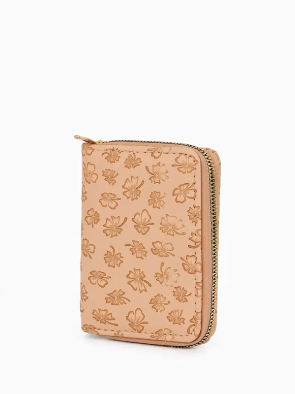 Кошелёк на молнии, 13&times;2&times;9 см, с принтом, бежевый