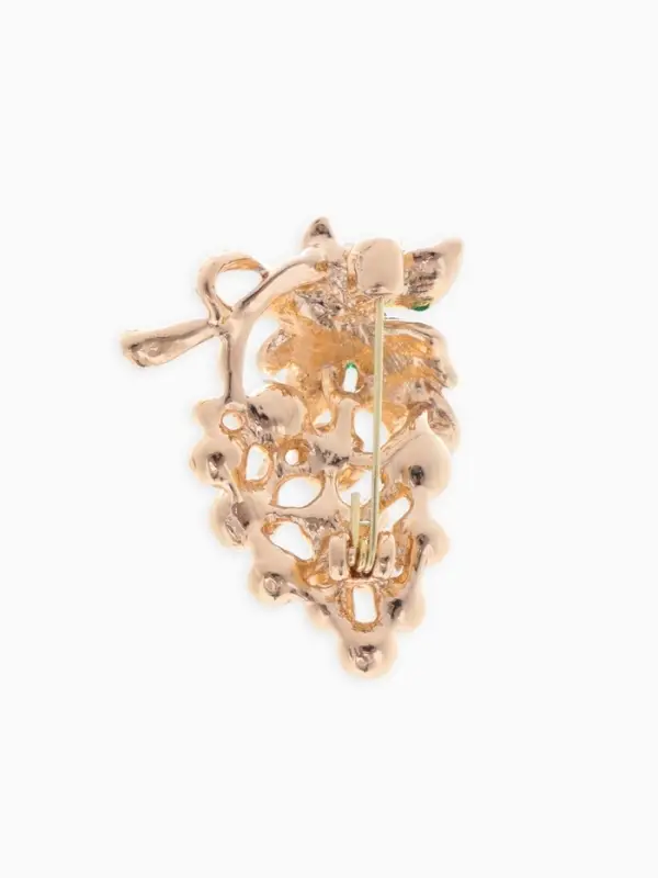 Брошь &laquo;Виноградная веточка&raquo;, бело-зелёная в золоте