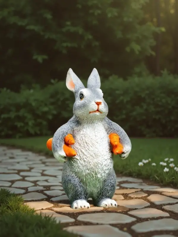 Садовая фигура из полистоуна &laquo;Зайка несет морковь&raquo;, 22&times;9&times;13 см