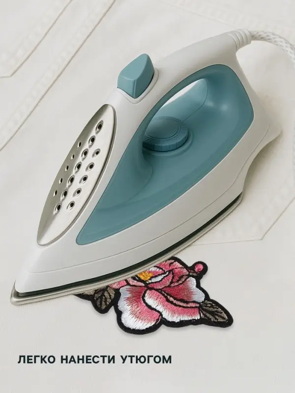 Термоаппликация «Цветок», 4×6 см, розовая Термоаппликация «Цветок», 4×6 см, розовая