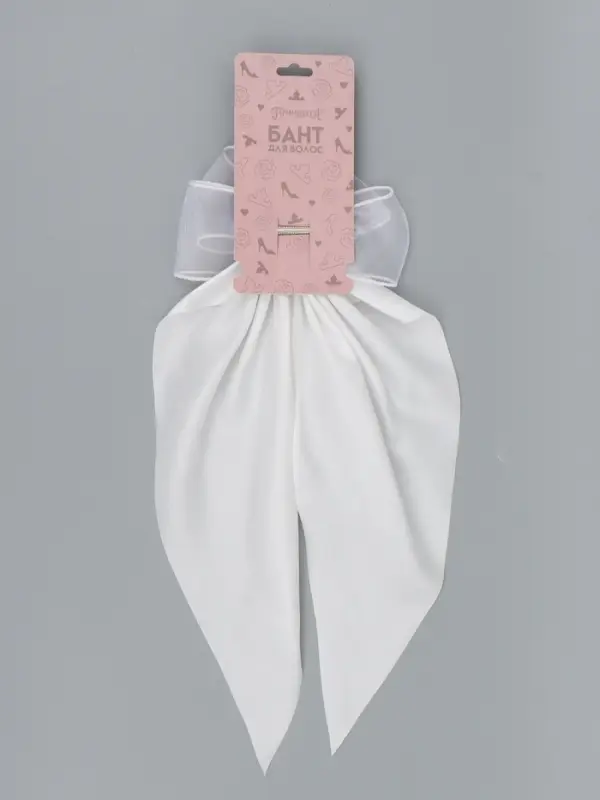 Бант для волос на заколке с лентами, белый, Принцессы Бант для волос на заколке с лентами, белый, Принцессы