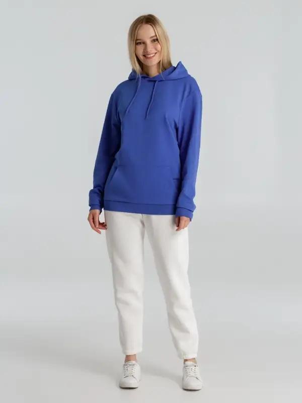 Толстовка с капюшоном унисекс Hoodie, ярко-синий меланж, размер XS