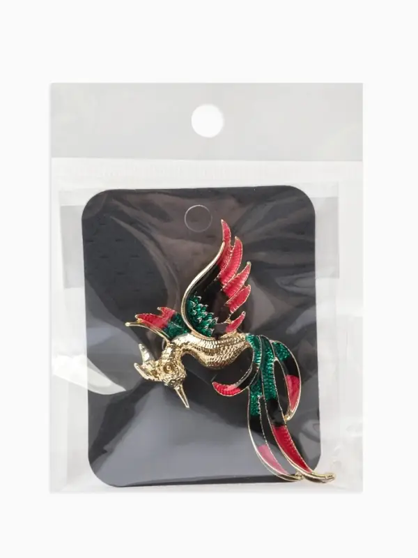 Брошь &laquo;Феникс&raquo; , цветная в золоте