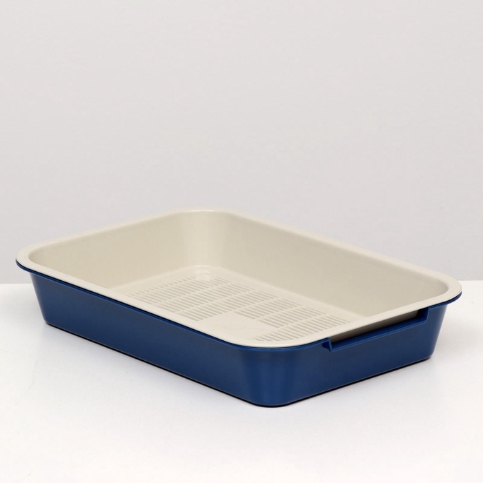 Туалет средний с сеткой 36 х 26 х 6,5 см, синий/бежевый Туалет средний с сеткой 36 х 26 х 6,5 см, синий/бежевый