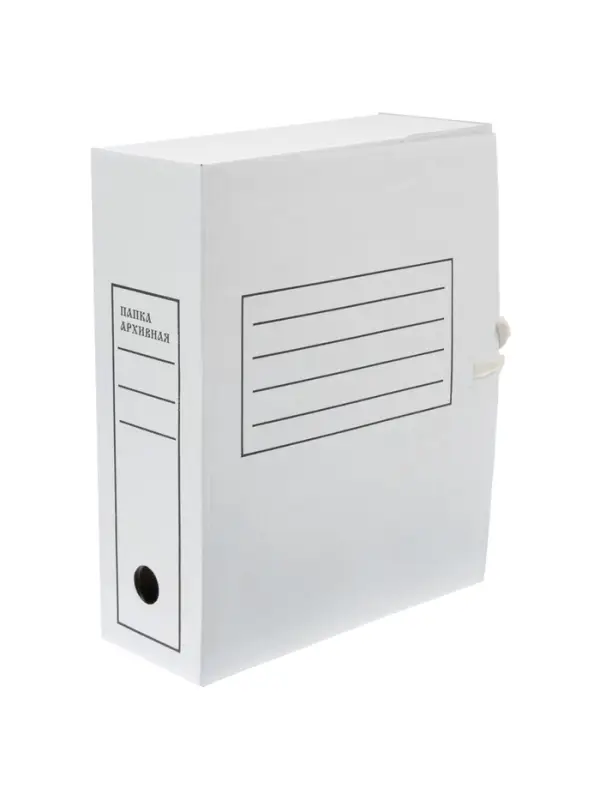 Папка архивная с завязками Calligrata, микрогофрокартон, 100 мм, до 900 л, белая